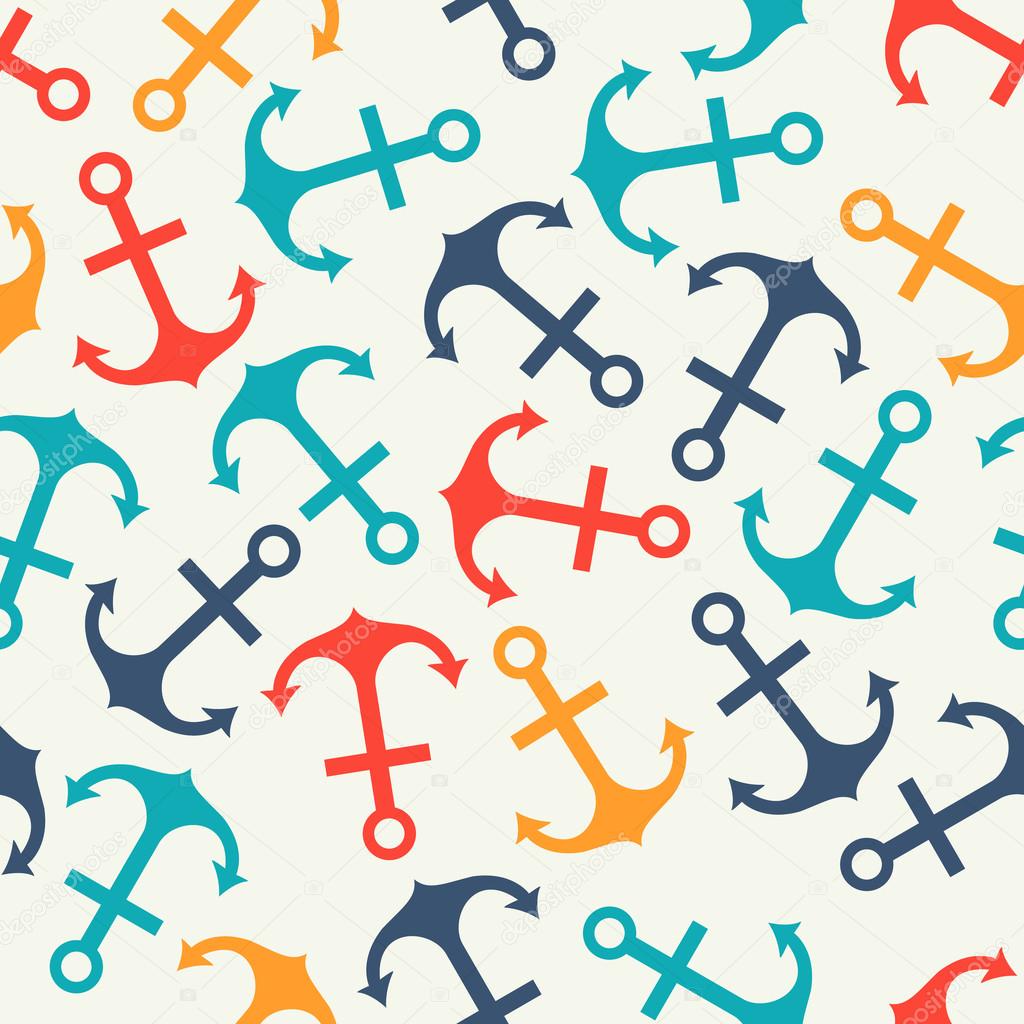 Seamless vector pattern of anchor shape and line