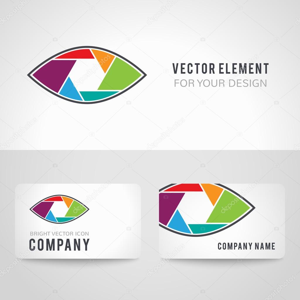 Shutter eye conceptual flat abstract icon isolated on white background. Aperture. Vector illustration for modern photography design. Colorful. With shadow