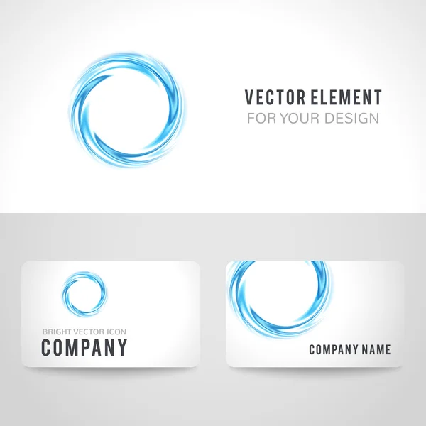 Business card template set, abstract blue circle background. Vector illustration — Stock Vector