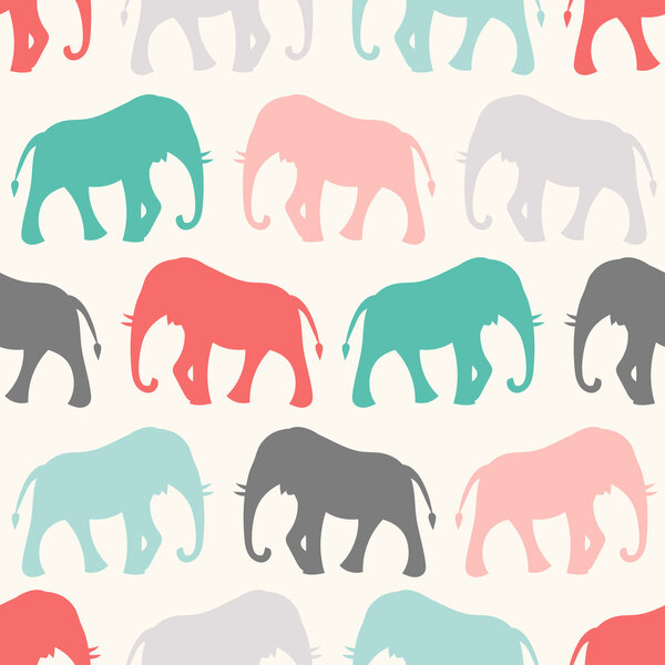 Animal seamless vector pattern of elephant