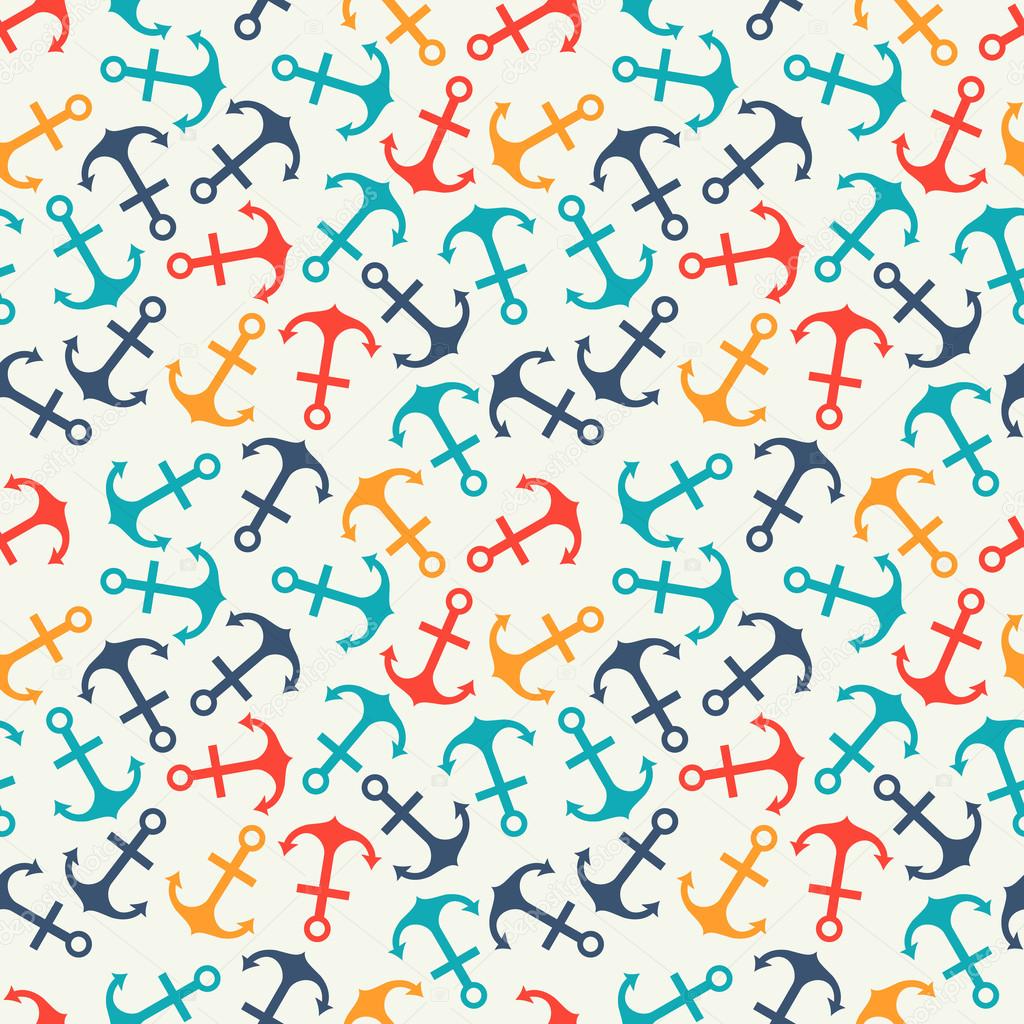 Seamless vector pattern of anchor shape and line