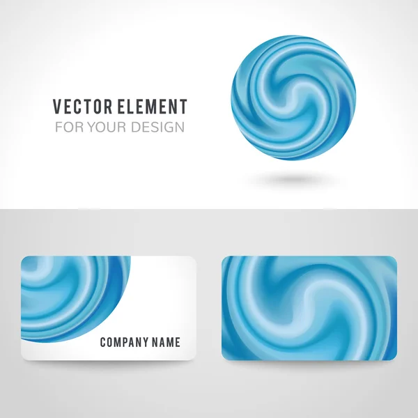 Business card template set, abstract blue circle background. Vector illustration — Stock Vector