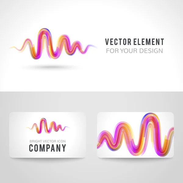 Business card template set, abstract pink wave background. Vector illustration — Stock Vector