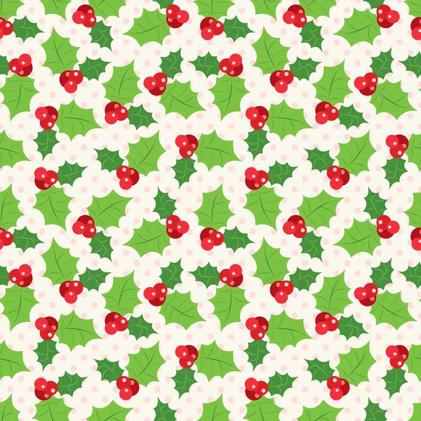 Naadloze patroon van holly berry takje. illustratie — Stockfoto