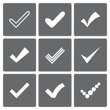 Farklı onay işaretleri ve keneler kümesi