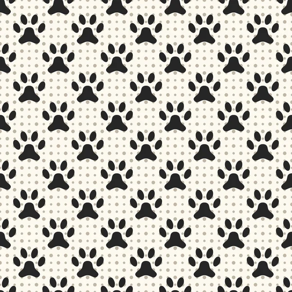 Seamless animal pattern of paw footprint and dot — Stock Photo, Image