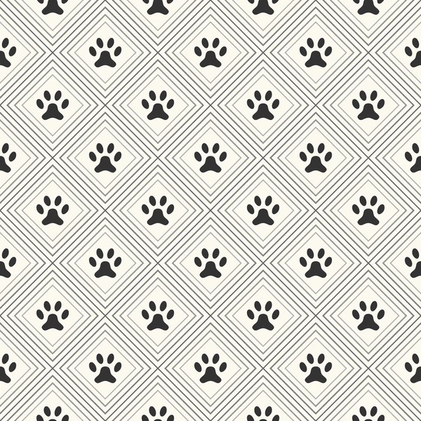 Seamless animal pattern of paw footprint in repeating rhombus — Stock Photo, Image