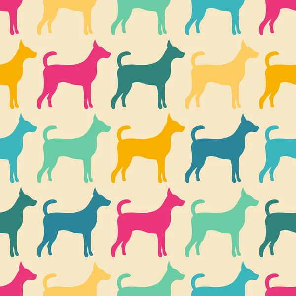 Köpek siluetleri komik hayvan seamless modeli — Stok fotoğraf