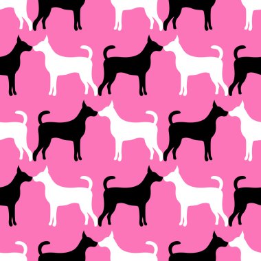 Aşk köpek siluetleri hayvan seamless modeli