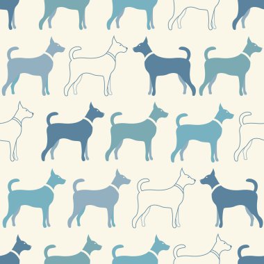 Köpek siluetleri şirin doodle seamless modeli
