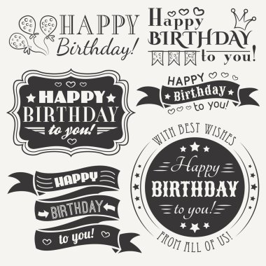 Happy birthday tebrik kartı toplama tatil tasarım