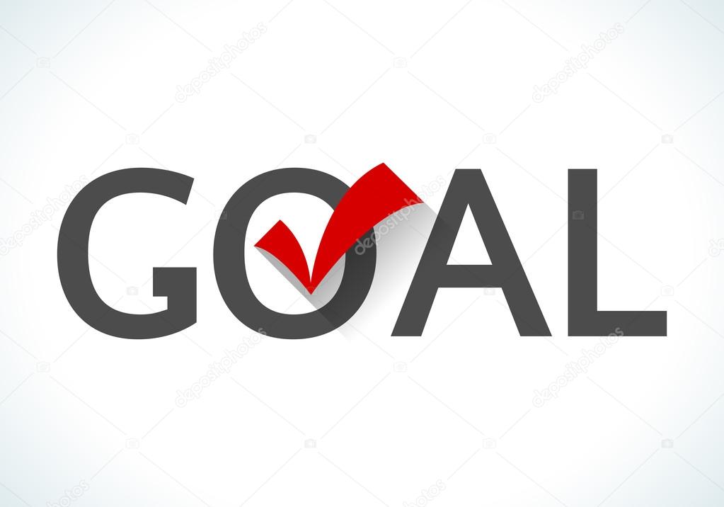 Business goal concept. Goal icon with red check mark on white background