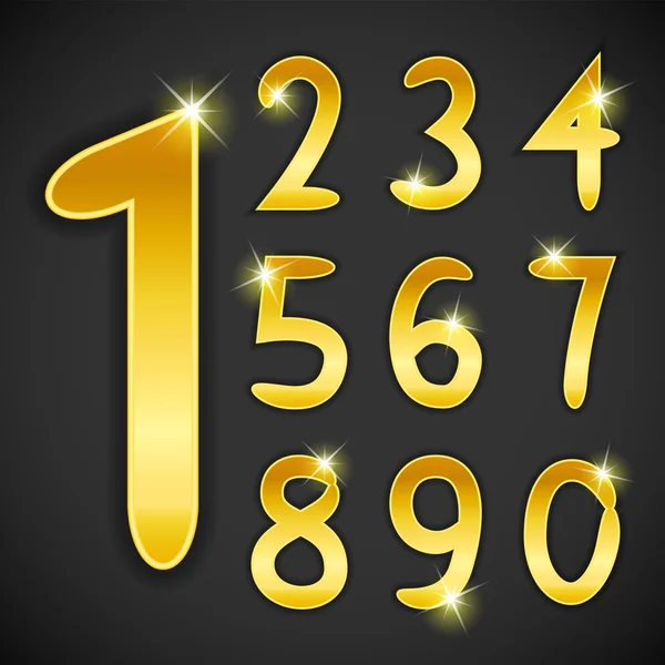 Número definido em estilo dourado no fundo preto. Ilustração — Fotografia de Stock