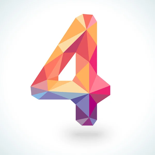 Number four in modern polygonal crystal style. — Stock Photo, Image