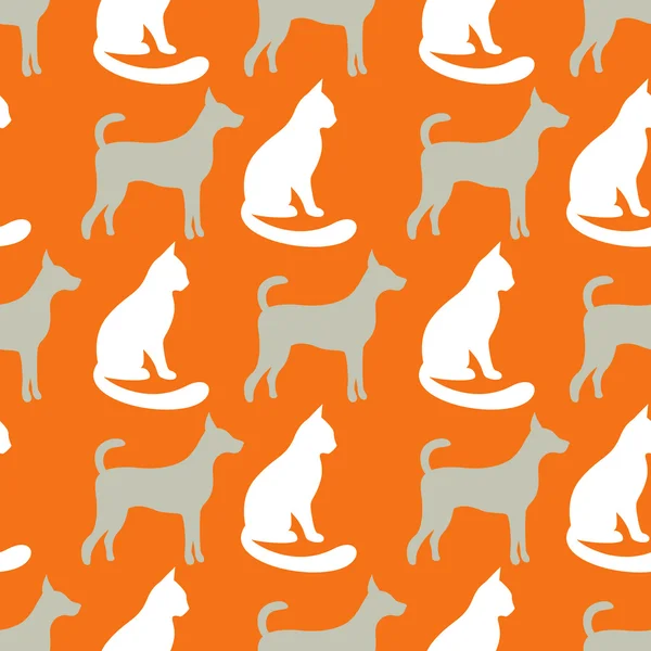 Vzorek zvířat bezešvá vektorová siluet kočka a pes. — Stockový vektor