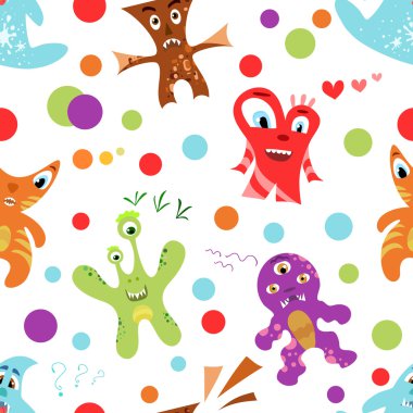 Komik renkli çocuk seamless modeli. Vektör çizim