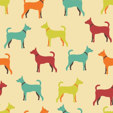 Köpek siluetleri hayvan sorunsuz vektör desen
