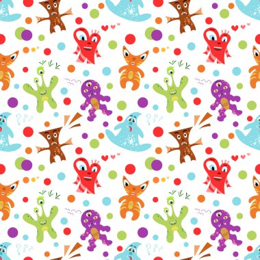 Komik renkli çocuk seamless modeli. Vektör çizim