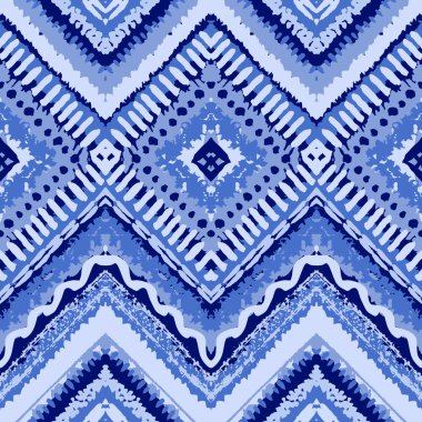 Elle çizilmiş kesintisiz mavi model boyalı. Vektör çizim