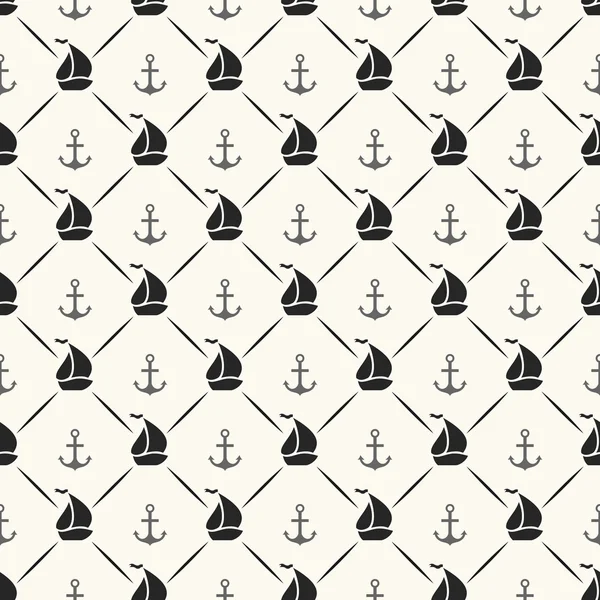 Seamless  pattern of anchor, sailboat shape and line — Stock Photo, Image