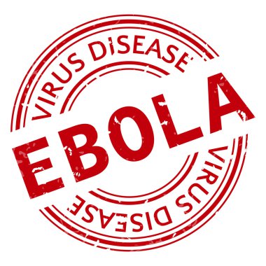 Ebola kavramı metin beyaz zemin üzerine kırmızı pul