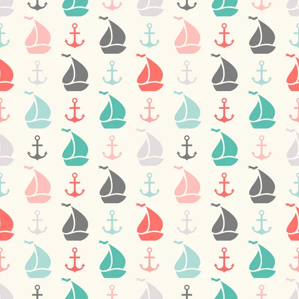 Seamless  pattern of anchor and sailboat shape — Stock Photo, Image