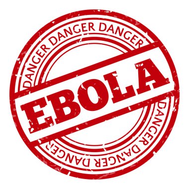 Ebola kavramı metin beyaz zemin üzerine kırmızı pul