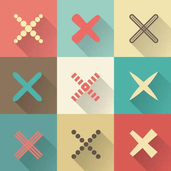 Conjunto de diferentes cruzes retro e tiques — Fotografia de Stock