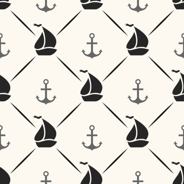 Çapa, yelkenli şekli ve satır seamless modeli