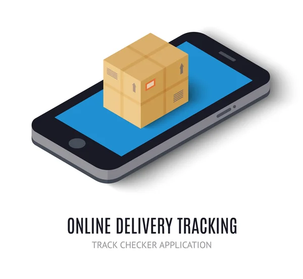 Online delivery tracking concept isometric icon. Vector — 图库矢量图片
