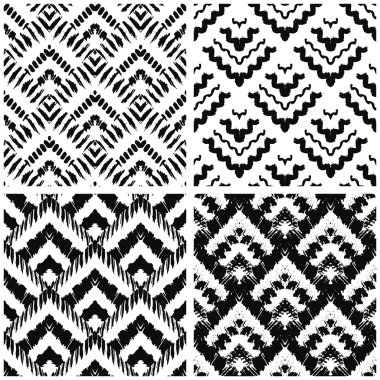 Hand drawn art deco painted seamless pattern. Vector