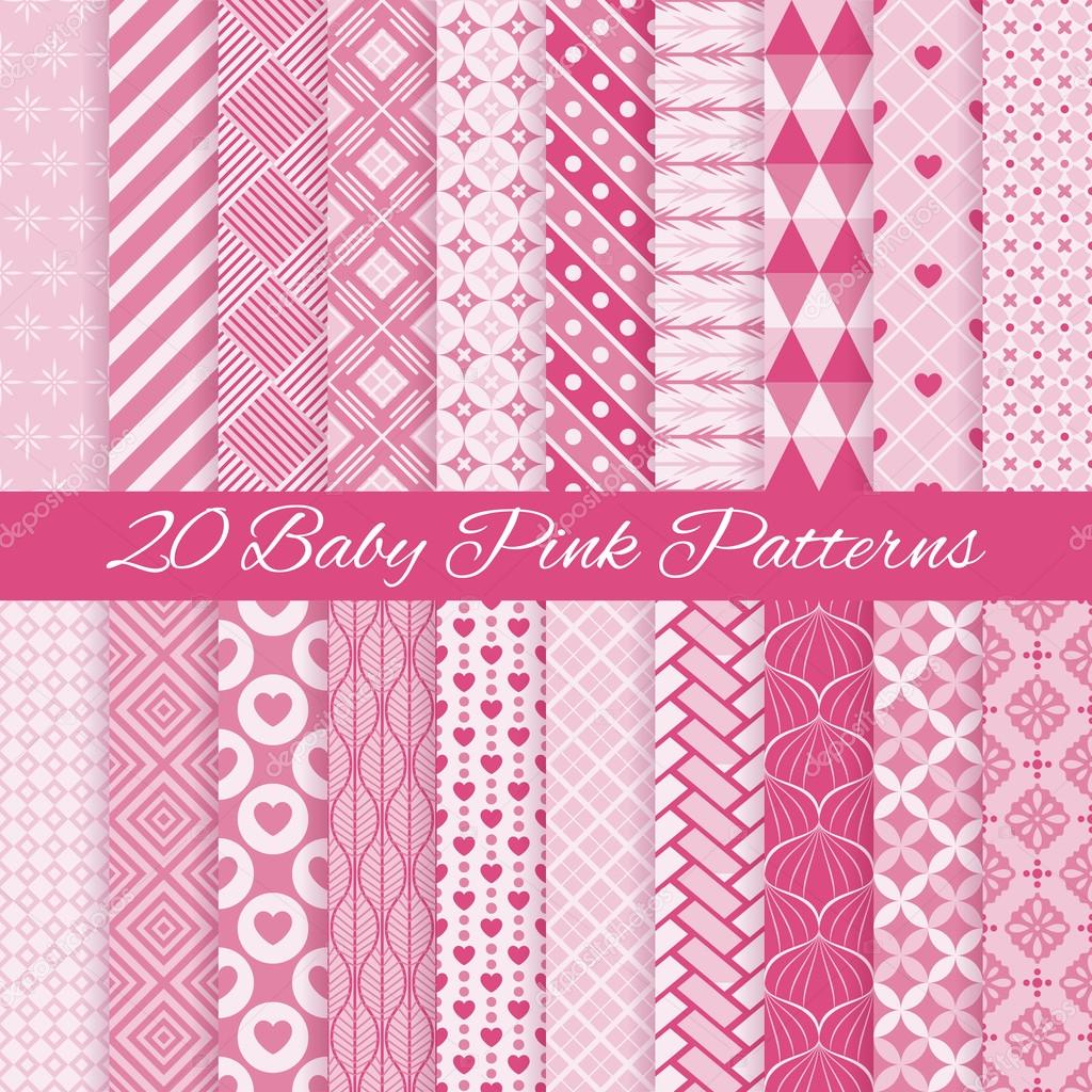 Baby pink seamless patterns. Vector illustration