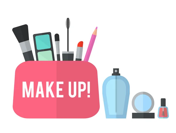 Make-up concept platte vectorillustratie — Stockvector