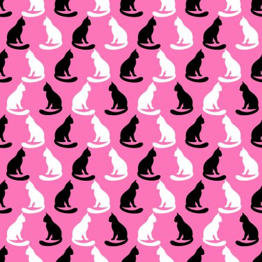 Kedi siluetleri hayvan seamless modeli.