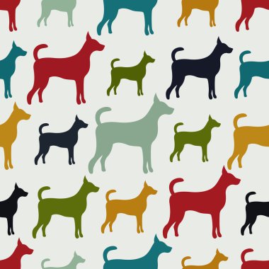 Köpek siluetleri hayvan seamless modeli