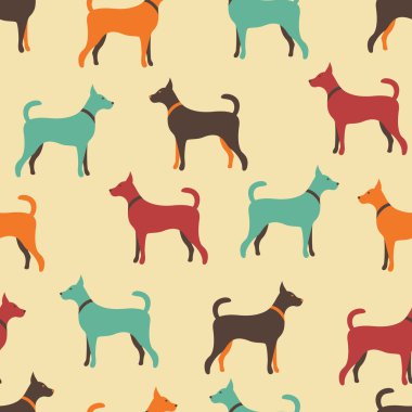Köpek siluetleri hayvan seamless modeli