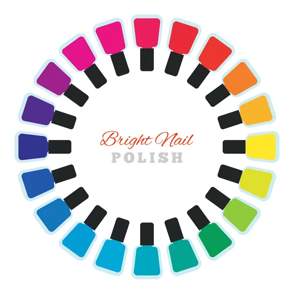 Group of  nail polish bottles set in a circle — Stockvector