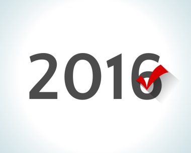 2016 written on white background with a red check mark.