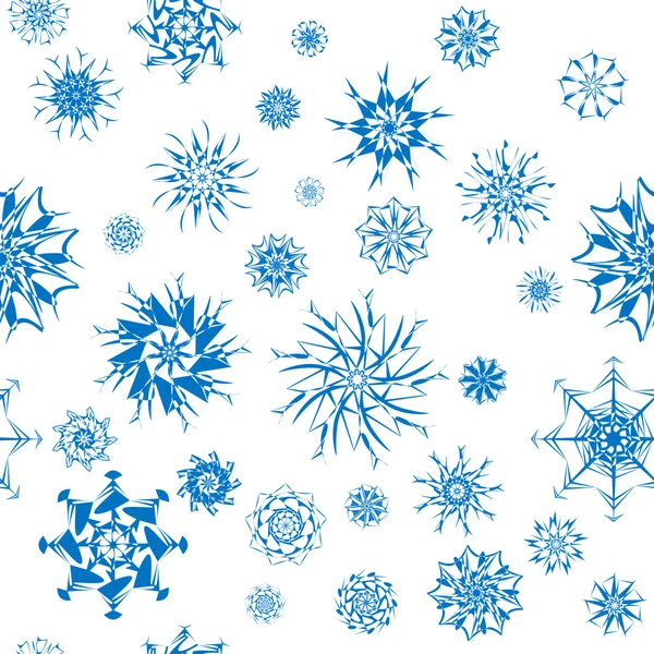 Elegant blue snowflakes of various styles isolated on white background. — Stock Vector