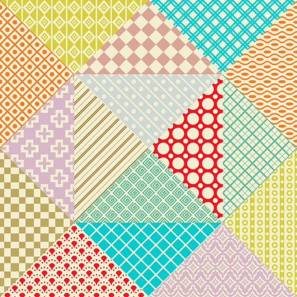 Patchwork retro. 16 patrones sin costura. Textura interminable —  Fotos de Stock