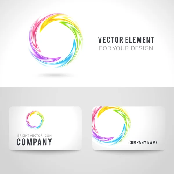 Business card template set, abstract colorful circle background. illustration — Stock Photo, Image