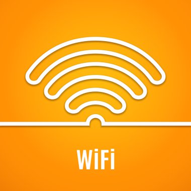 WiFi simgesi turuncu zemin üzerine. Vektör çizim