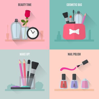 Düz simgeleri olun. Kare kompozisyon afiş.