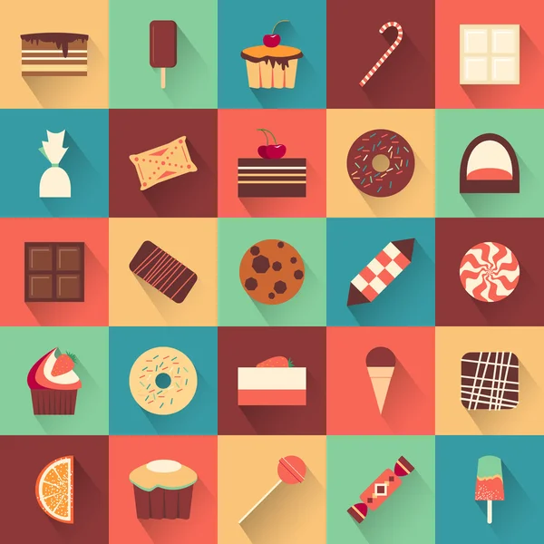 Dessert icon set. Collection of tasty sweets — Stock vektor