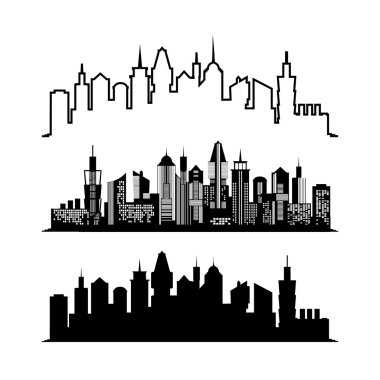 Set of skyscraper sketches. City architect design. Vector illustration