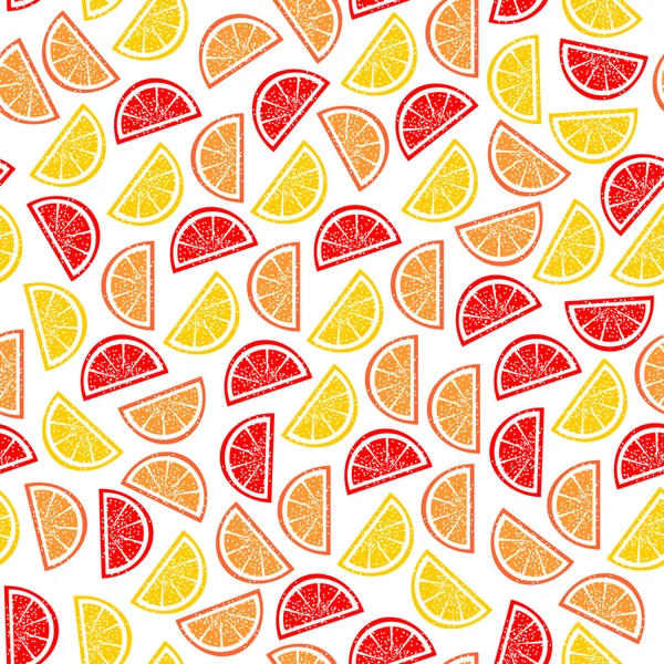 柑橘類のシームレスなパターン。トロピカル フルーツのスライス — ストックベクタ