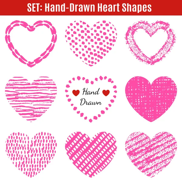 Kézzel rajzolt textúrák szív alakú halmaza. illusztráció fo — Stock Fotó