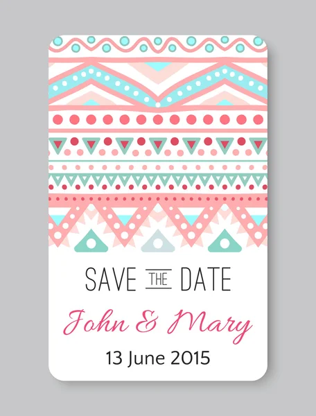 Perfect wedding template with doodles tribal theme — Stock Photo, Image