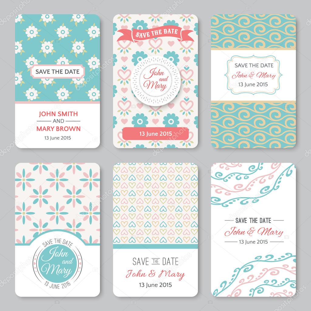 Set of perfect wedding templates with pattern theme