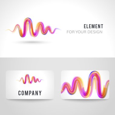 Business card template set, abstract pink wave background. illustration